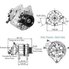 Imagen del producto ALTERNADOR BOSCH 12V 85A FORD RANGER 2.5. CHEVROLET S-10 2.5  2.8 . MERCEDES BENZ SPRINTER 2.5 7PK