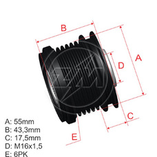 Imagen del producto *POLEA RUEDA LIBRE PV6 RNL SANDERO. LOGAN. KANGOO C  1.5DCI   NSN