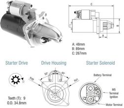 Imagen del producto MOTOR DE ARRANQUE BOSCH 12V MERCEDES BENZ 709. 712. 912. 914. 1113. 1114