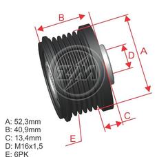 Imagen del producto *POLEA RUEDA LIBRE PV6 NISSAN PATROL 3.0TD. X-TRAIL 2.0 2.5 01-