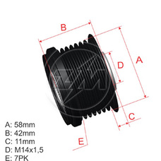 Imagen del producto *POLEA RUEDA LIBRE PV7 TOYOTA HILUX 2.5D 01-04. PRADO. 4RUNNER 3.0D-4D