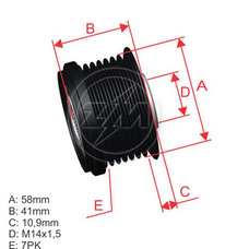 Imagen del producto *POLEA RUEDA LIBRE PV7 TOYOTA COROLLA. HIACE. HILUX REVO. RAV4 2.0-2.4 D-4D